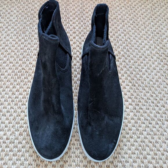 VINCE Warren Platform Boots Black Suede Leather Shearling Fur W Size 11M NWD - Picture 2 of 10